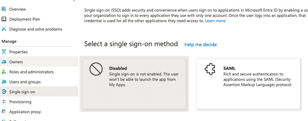 MS Entra Configuration: Enable SAML SSO for the new application